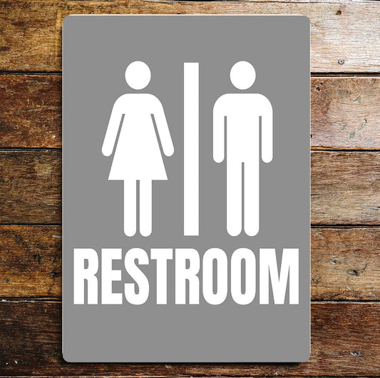 Restroom Toilet Notice Grey Metal Sign Plaque