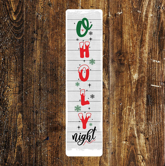 Oh Holy Night Christmas Sign Metal Long Sign Plaque