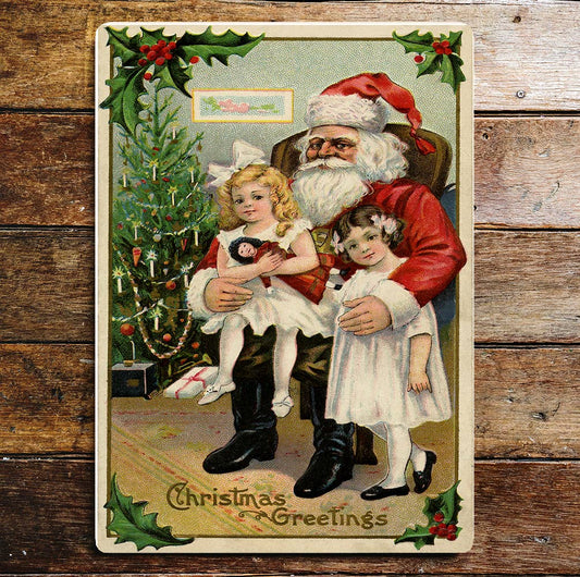 Santa Visit Children Christmas Metal Wall Sign