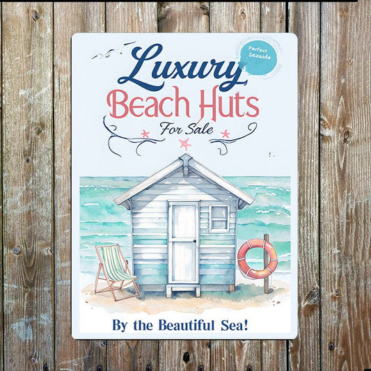 Beach Hut Seaside Sea Nautical | Metal Sign Plaque