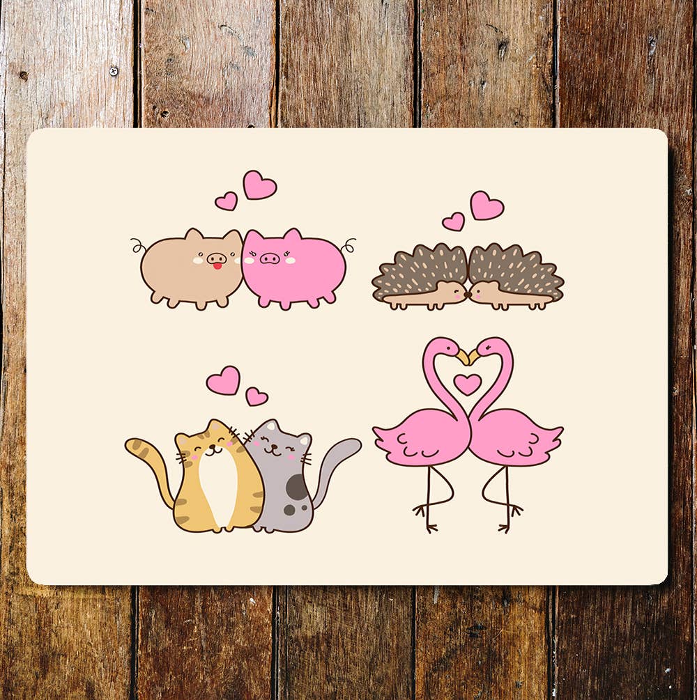 Pig Hedgehog Flamingo cat love Metal Sign Plaque