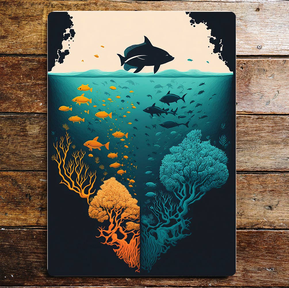 Nautical ocean reef sea weed art | Metal Sign Plaque