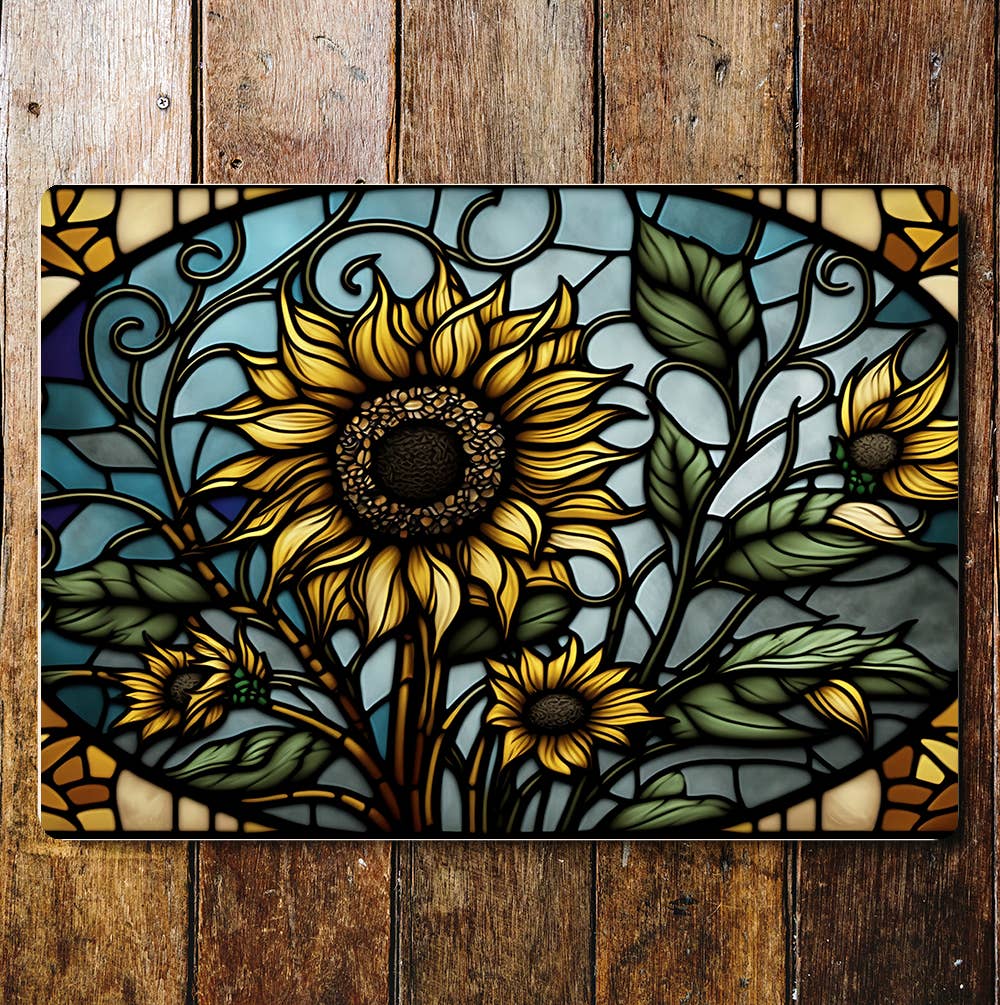 Sun Flowers Window Metal Sign Plaque