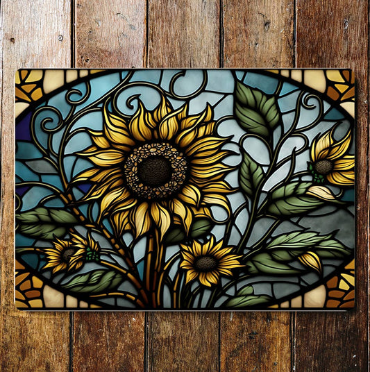 Sun Flowers Window Metal Sign Plaque