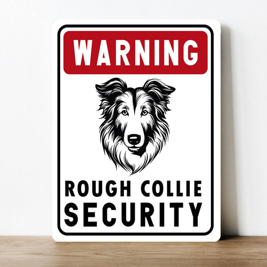 Rough Collie Security Warning Dog Metal Wall Sign