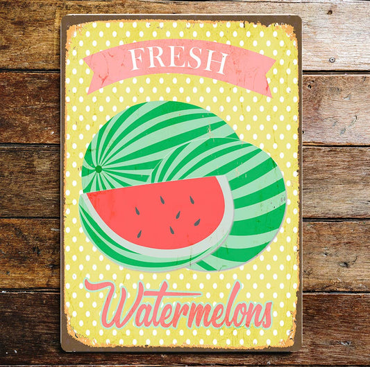 Watermelons Fresh Kitchen Fruit | Metal Sign Plaque
