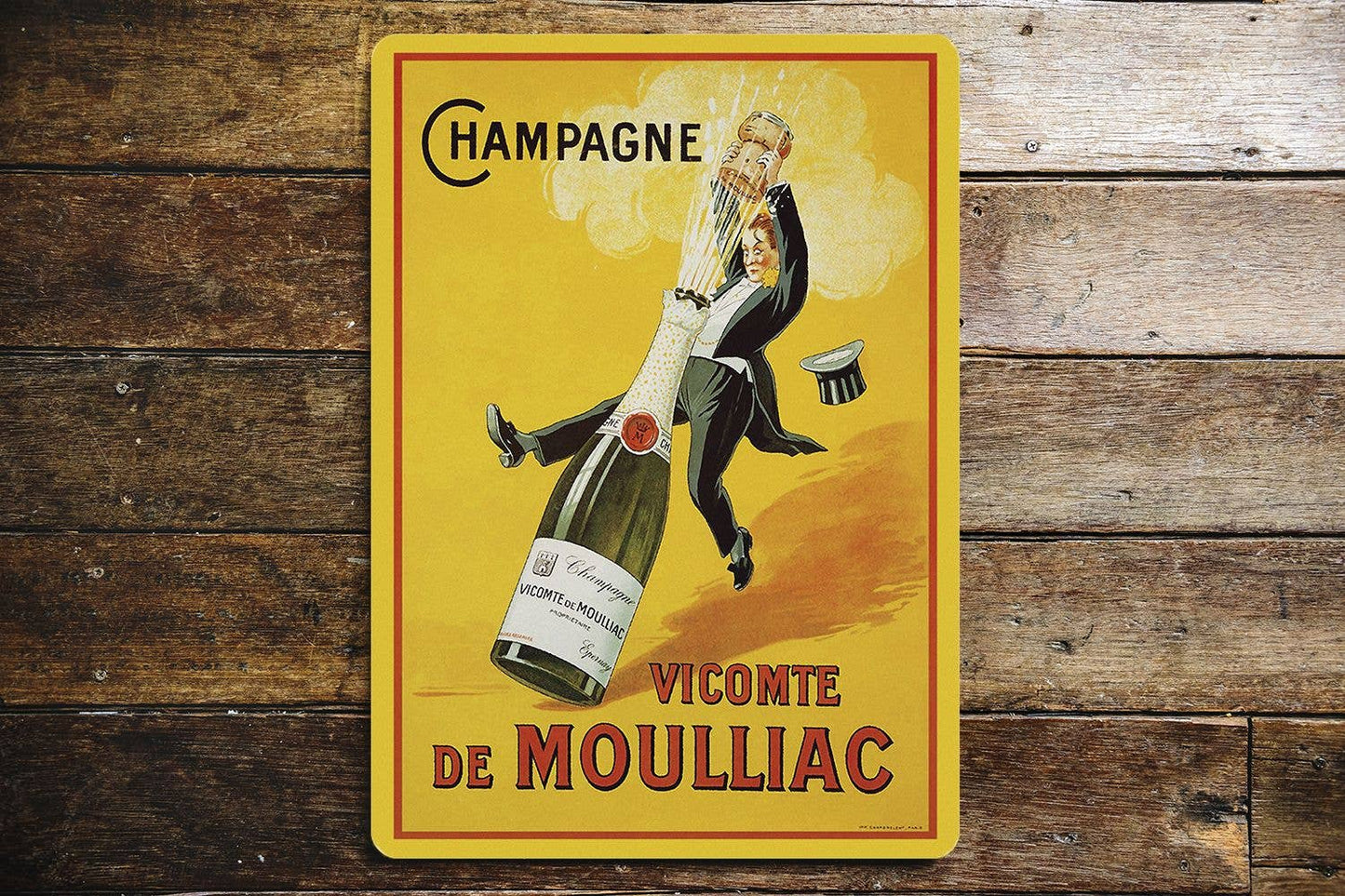French Champagne Vicomte De Moulliac | Metal Sign Plaque