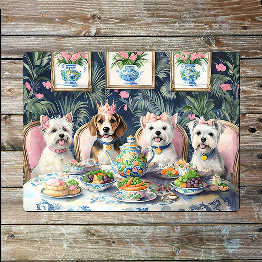 Whimsical Dogs Tea Party | Watercolour | Metal Sign Plaque