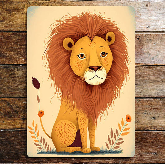 Cute Lion Mane Cartoon | Metal Sign Plaque
