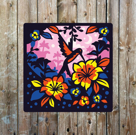Spring Garden Bird | Metal Sign Plaque Square