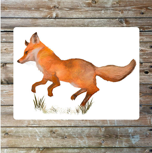 Red fox nature wildlife vintage art Metal Sign Plaque
