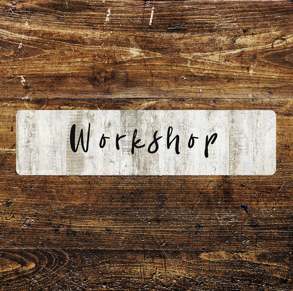 Workshop Office Sign Metal Long Plaque