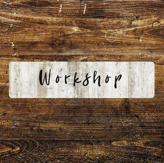 Workshop Office Sign Metal Long Plaque