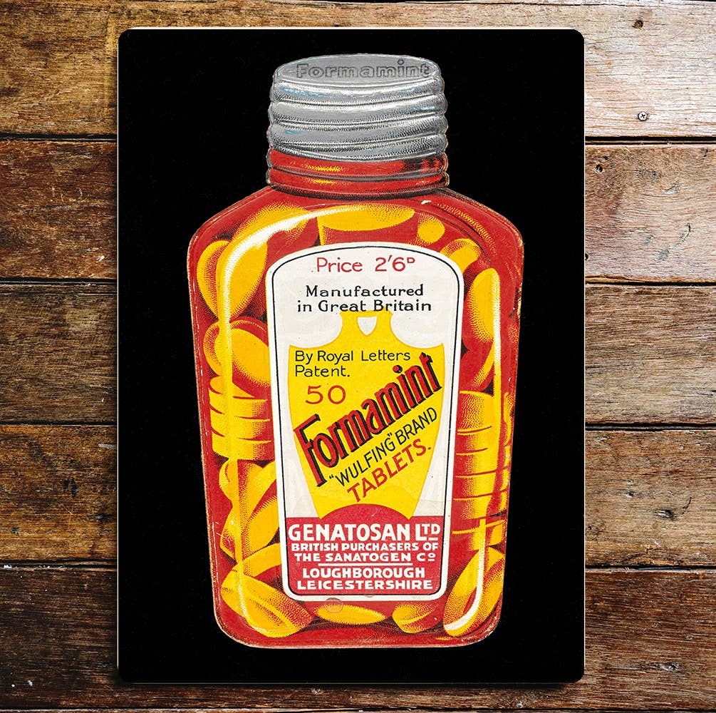 Formamint Wulfing Brand Tablets Bottle | Metal Sign Plaque