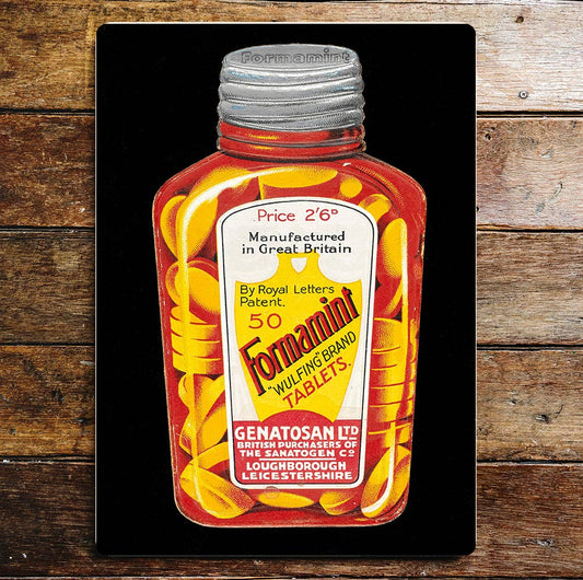 Formamint Wulfing Brand Tablets Bottle | Metal Sign Plaque