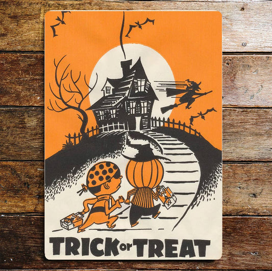 Trick or treat bag Halloween | Metal Wall Sign Plaque