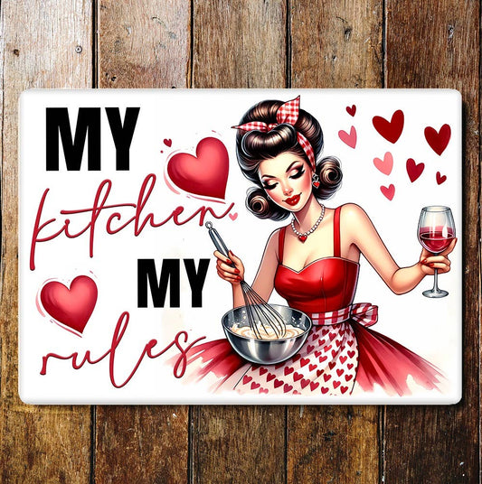 My kitchen My rules wine love | Metal Sign Plaque