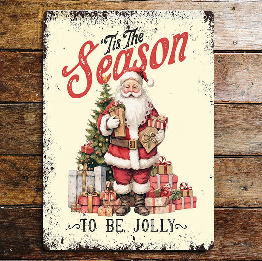 Tis the Season to be Jolly Christmas Metal Sign Plaque