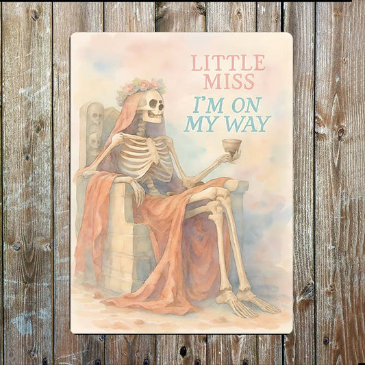Little Miss I'm On My Way | Watercolour | Metal Sign Plaque