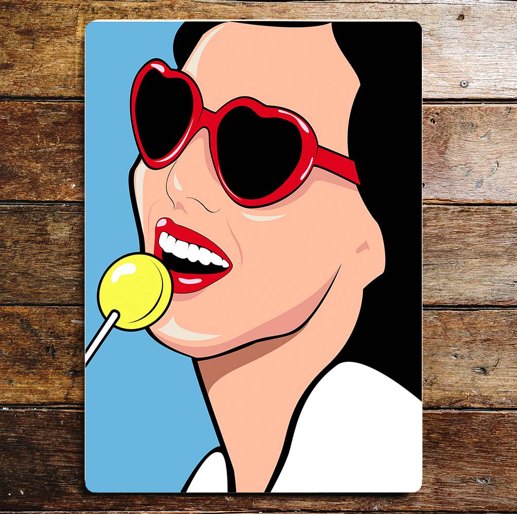 Pop art heart classes lolly Metal Sign plaque