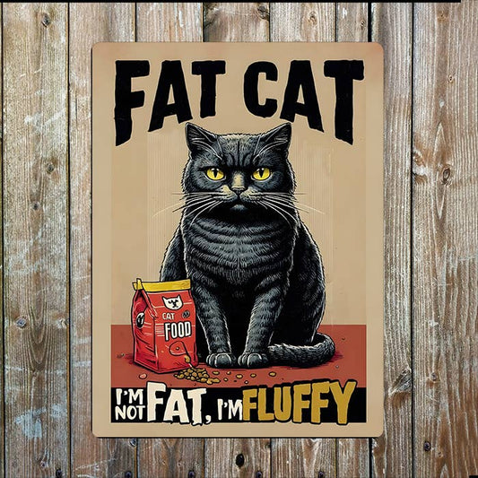 Fat Cat | Not Fat I'm Fluffy | Metal Sign Plaque