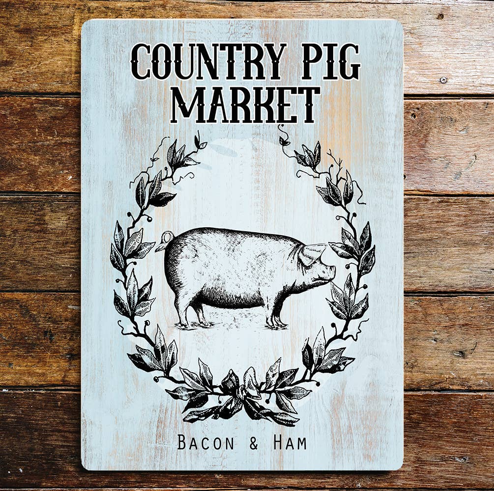 Farm country pig market | Metal Wall Sign Plaque