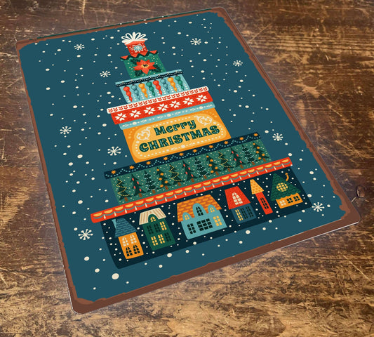 Christmas Cake Illustrations | Metal Vintage Wall Sign