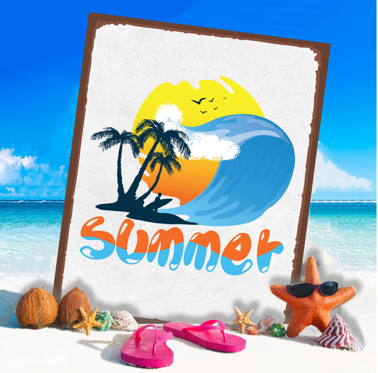 Holiday Summer Beach Sea | Metal Wall Sign Plaque