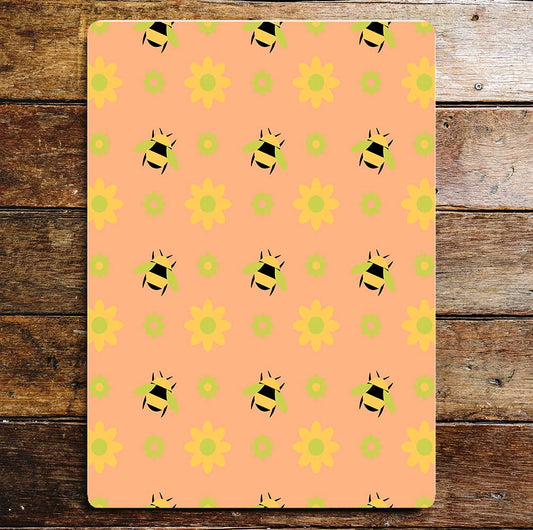 Bee's And Flowers Pattern | Metal Sign plaque