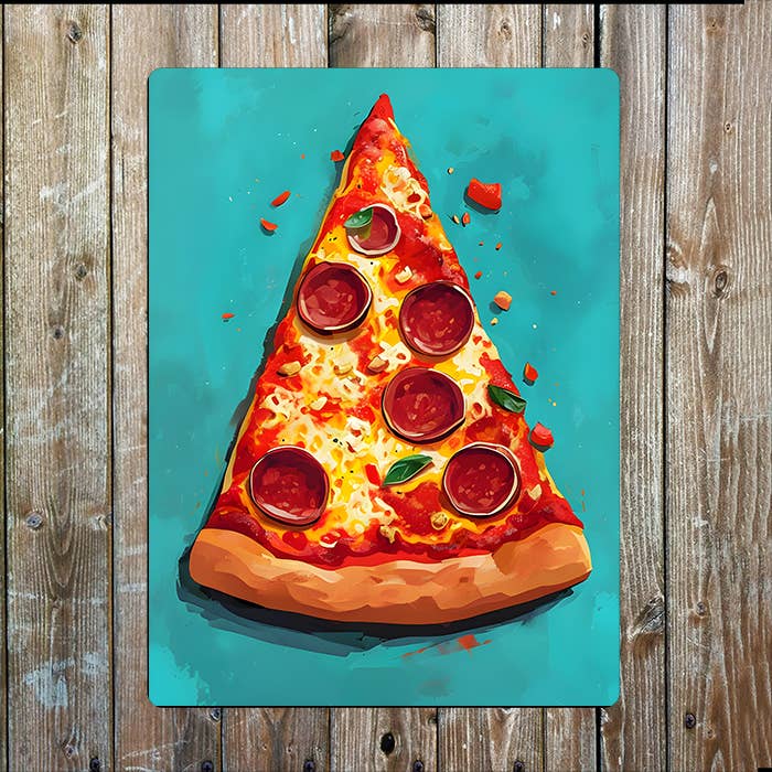 Vibrant Pizza Slice Italy Italian | Metal Sign Plaque