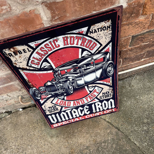 Classic Hotrod Vintage Iron garage | Metal Retro Wall Sign