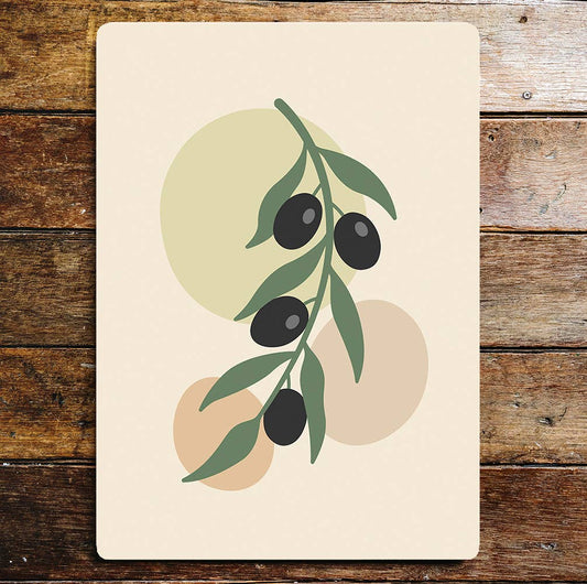 Black Olive Branch Leaves | Metal Wall Sign