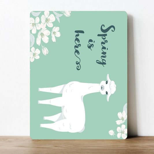 Spring is here Lamb Sheep Metal Sign Plaque