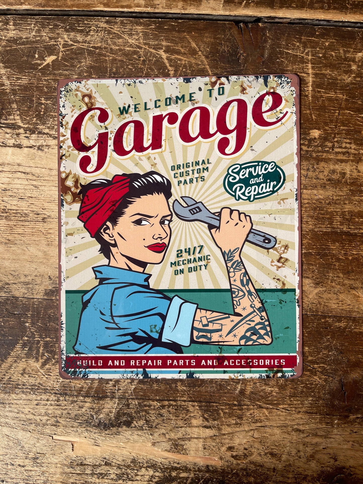 Tattoo Woman In Enchanted Forest Metal Sign Plaque