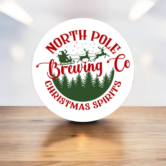 Norht Pole Brewing Company Christmas Circle Metal Sign