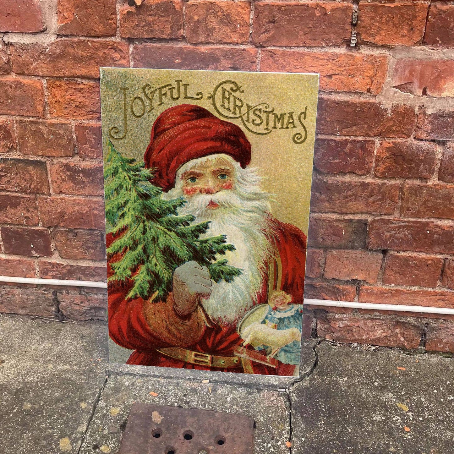 Vintage Christmas Joyful Father Christmas | Metal Wall Sign