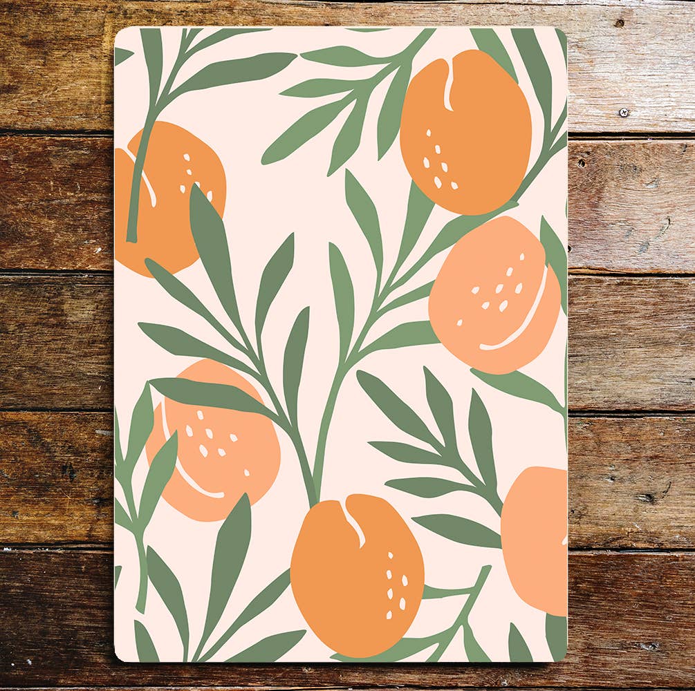 Peach and leaf pattern kitchen Metal Wall Sign