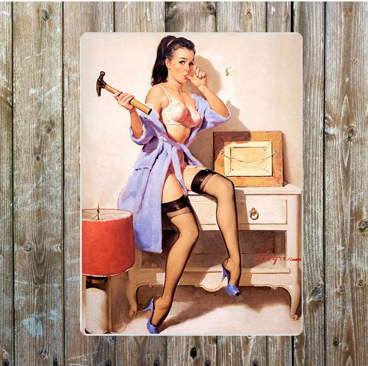Pinup vintage art DIY Metal Sign Plaque