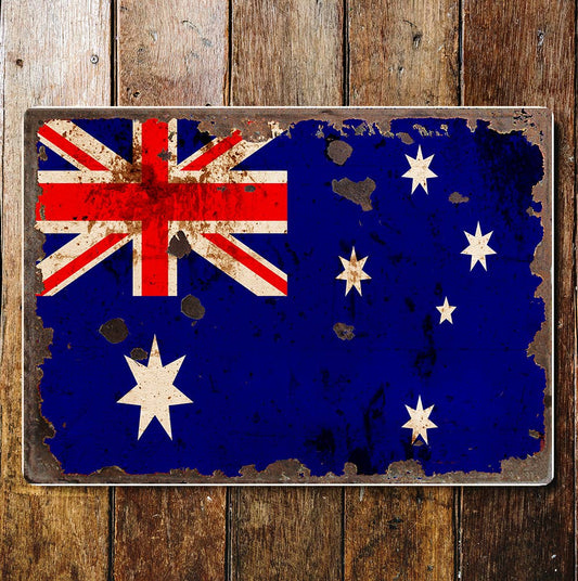 Australian Flag vintage art | Metal Wall Sign