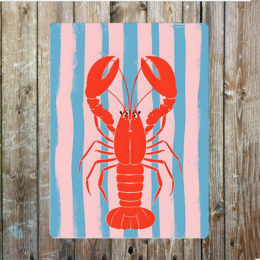 Lobster Against Pink And Blue Kitchen | Metal Sign Plaque