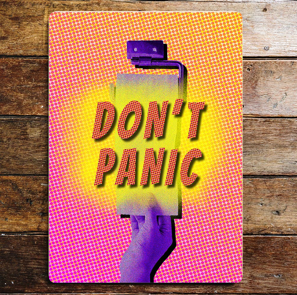Don't Panic Hand Projector | Metal Sign Plaque