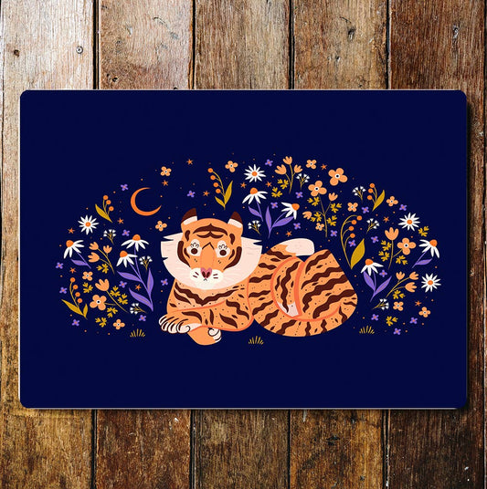 Tiger Nature wild life Blue Art Metal Sign Plaque