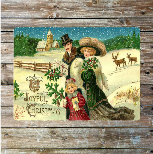 Victorian Christmas Holiday art | Metal Sign Plaque