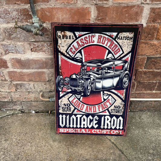 Classic Hotrod Vintage Iron garage | Metal Retro Wall Sign
