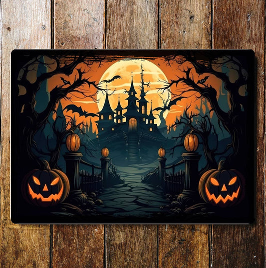 Halloween Evil Witch Lair Landscape | Metal Sign Plaque