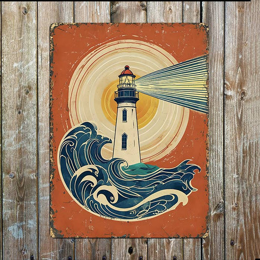 Vintage Style Lighthouse Sea Nautical | Metal Sign Plaque