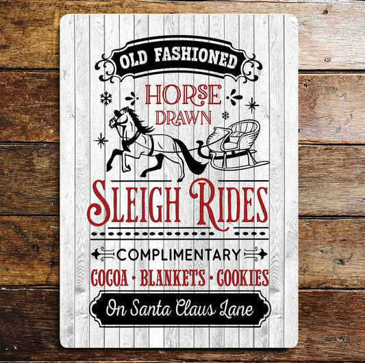 Christmas Sleigh Rides Art | Metal sign Plaque