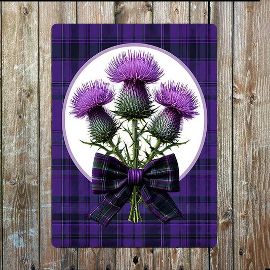 Purple Thistle Flowers Scottish Scotland | Metal Sign Plaque