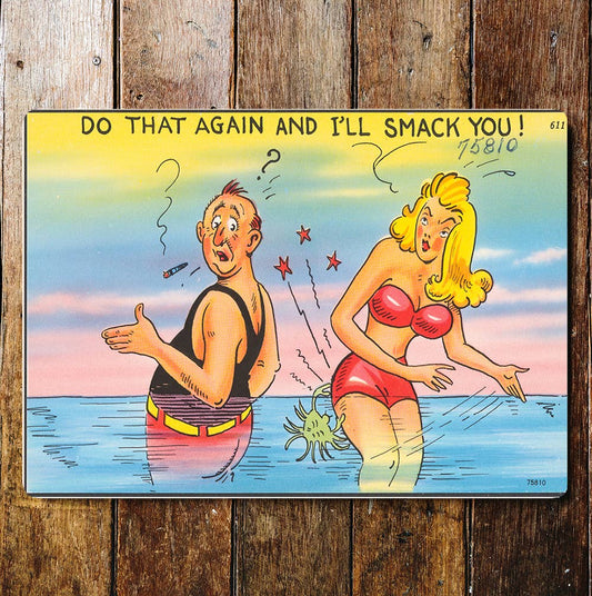 Vintage Postcard Joke Fun | Metal Sign Plaque