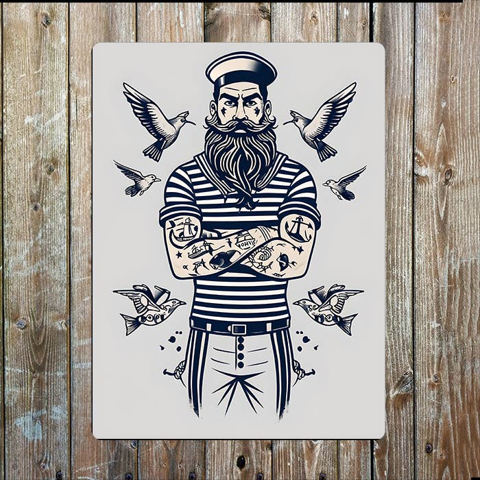 Sailor Tattoo Birds Sea Nautical Metal Sign Plaque
